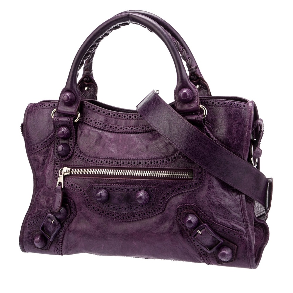 Purple Balenciaga Giant Covered Brogues City Bag